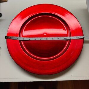 Dining Style--Holiday 13 inch red lacquered finish charger okate